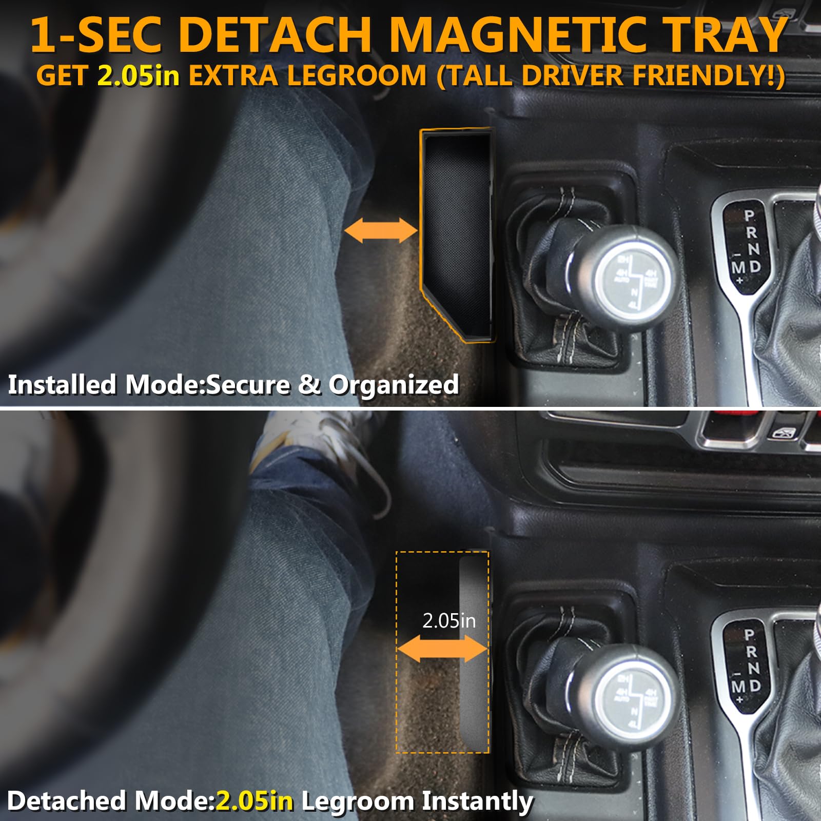 Upgrade Metal Gear Shift Center Console Organizer for Jeep Wrangler Gladiator JL JLU 2023-2025 2022-2018 Rubicon Sahara 4xe (Not for JK/JKU) - OMOTOR