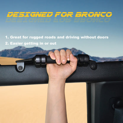 2 Pcs Aluminum Alloy Roll Bar Grab Handles Compatible with Ford Bronco 2021-2026 Soft & Hard Top