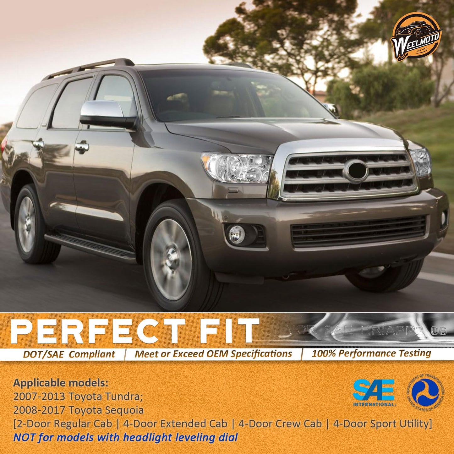 For 2007-2013 Toyota Tundra Headlights Assembly For 2008-2017 Toyota Sequoia Headlight Replacement, NOT for models with auto light adjuster