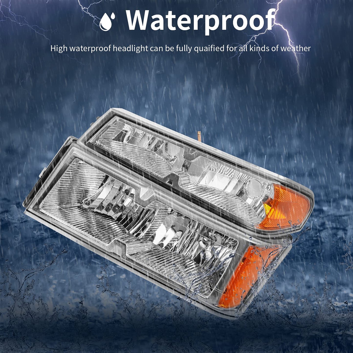 Headlights Assembly Compatible with 2004-2012 Chevy Colorado GMC Canyon, 2006-2008 Isuzu i-Series Replacement  (Left + Right Side)