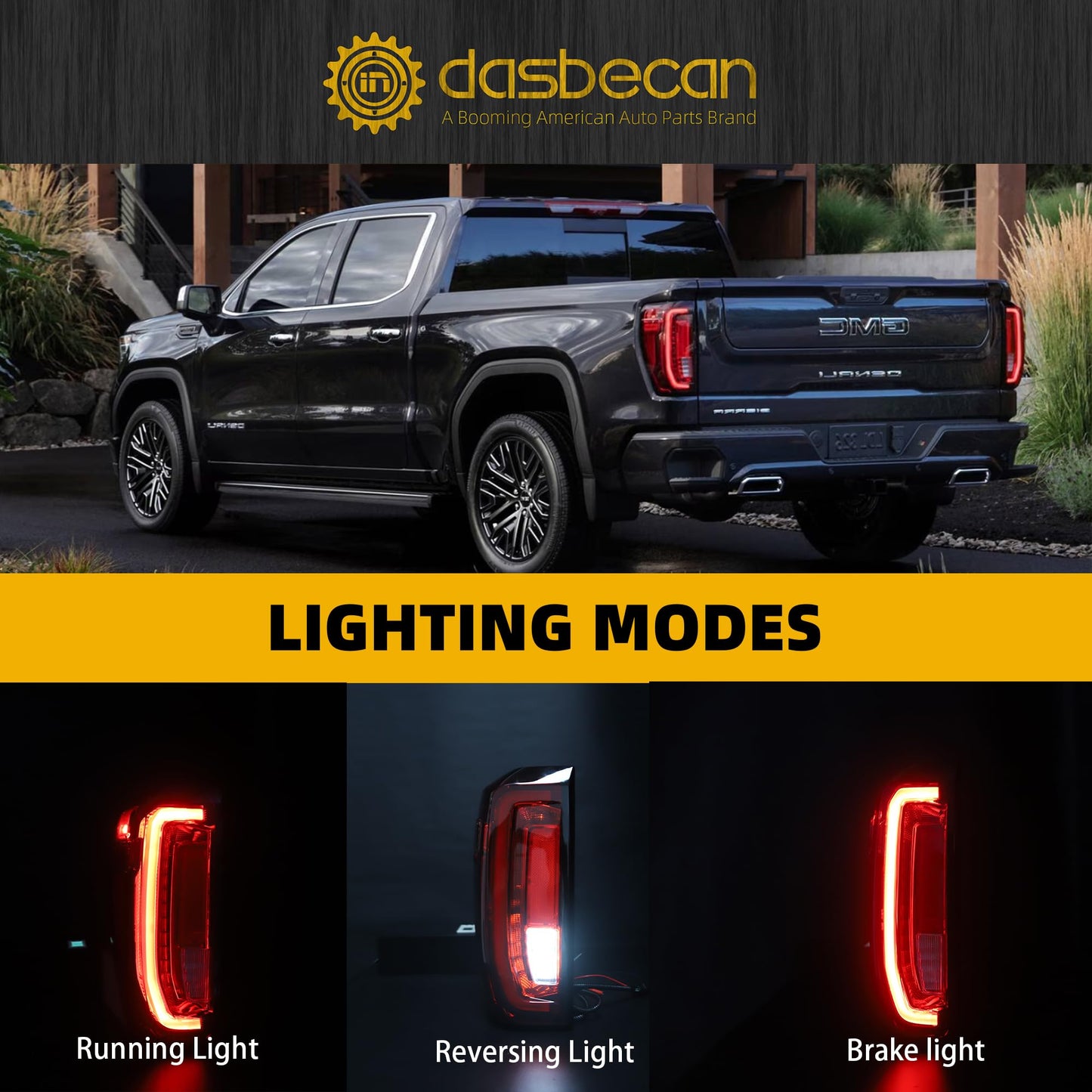 Tail Light Assembly for 2019-2024 GMC Sierra 1500/2500/3500 HD – Left & Right Side, Halogen & LED Rear Lamp