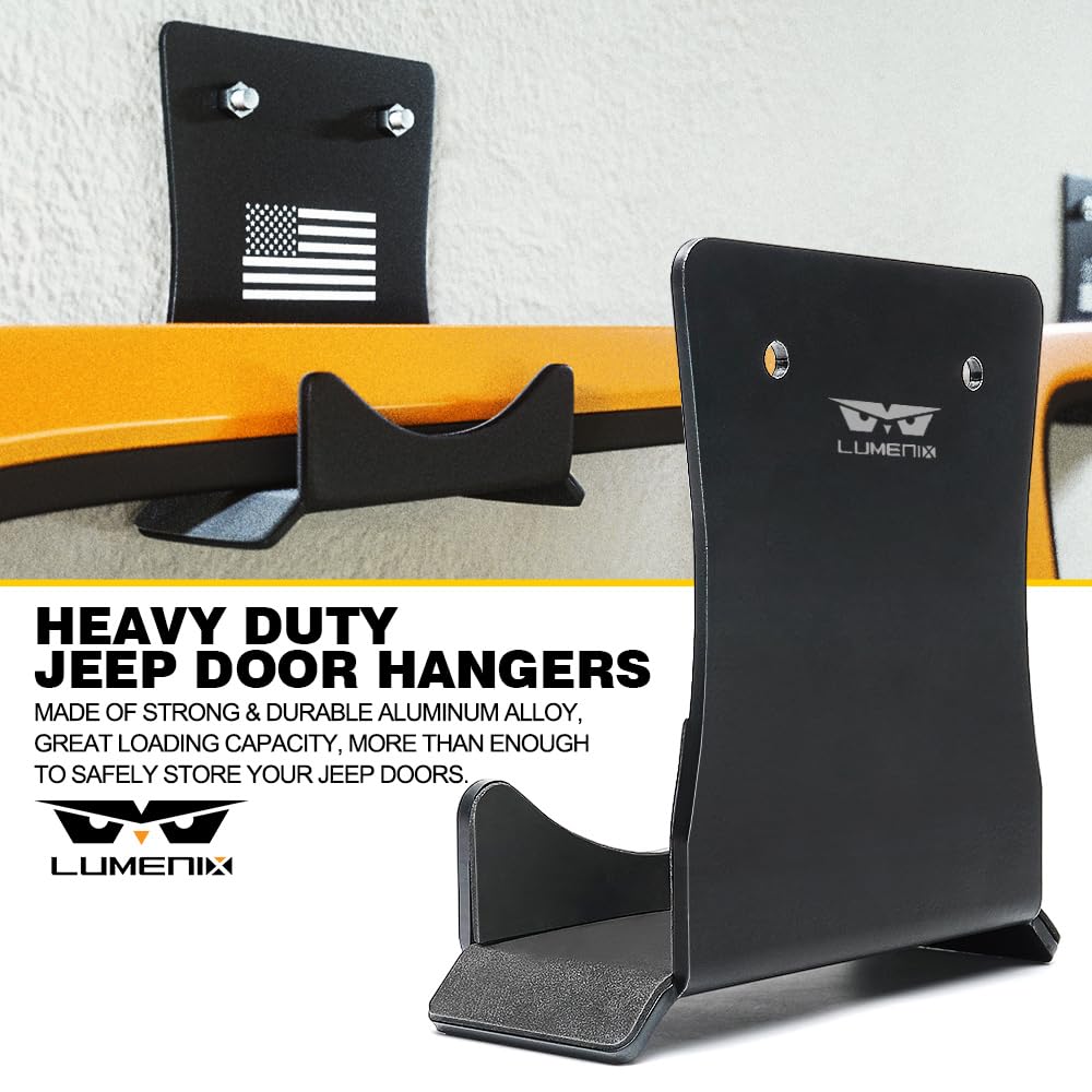 Wall-Mounted Heavy Duty Door Storage Hangers Bracket Compatible with 1956-2025 Jeep Wrangler CJ YJ TJ JK JKU JL JLU LJ JT