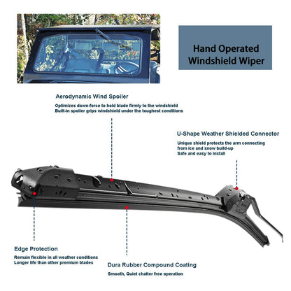 UTV Electric Windshield Wiper Kit Compatible with Polaris Ranger RZR Can Am Kawasaki Honda Pioneer - OMOTOR