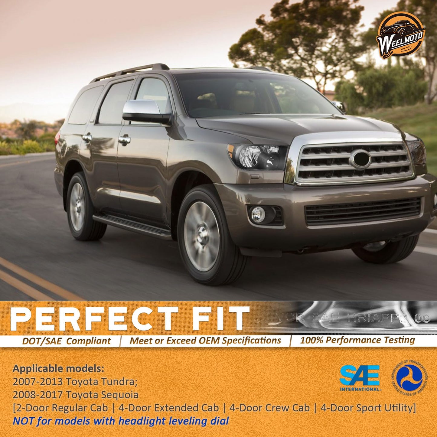 For 2007-2013 Toyota Tundra Headlights Assembly For 2008-2017 Toyota Sequoia Headlight Replacement, NOT for models with auto light adjuster