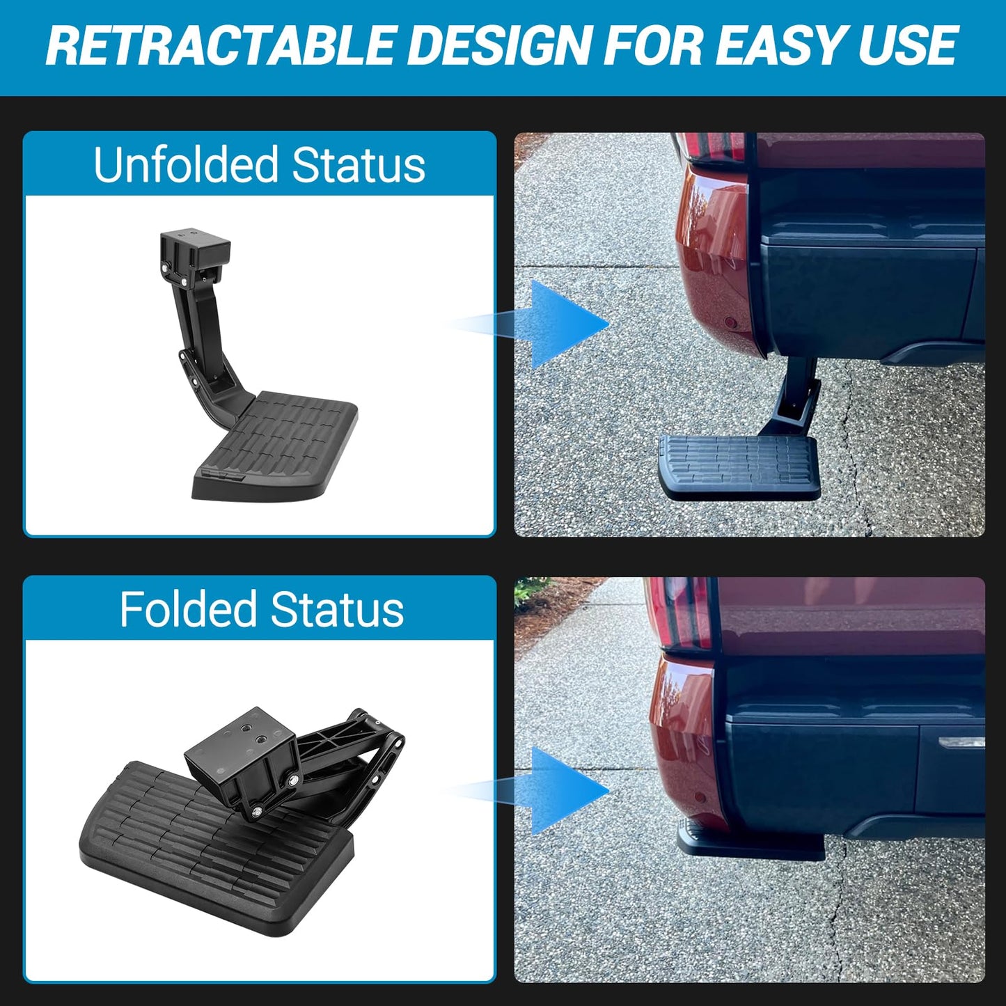 Retractable Rear Bed Step Compatible with 2014-2021 Toyota Tundra