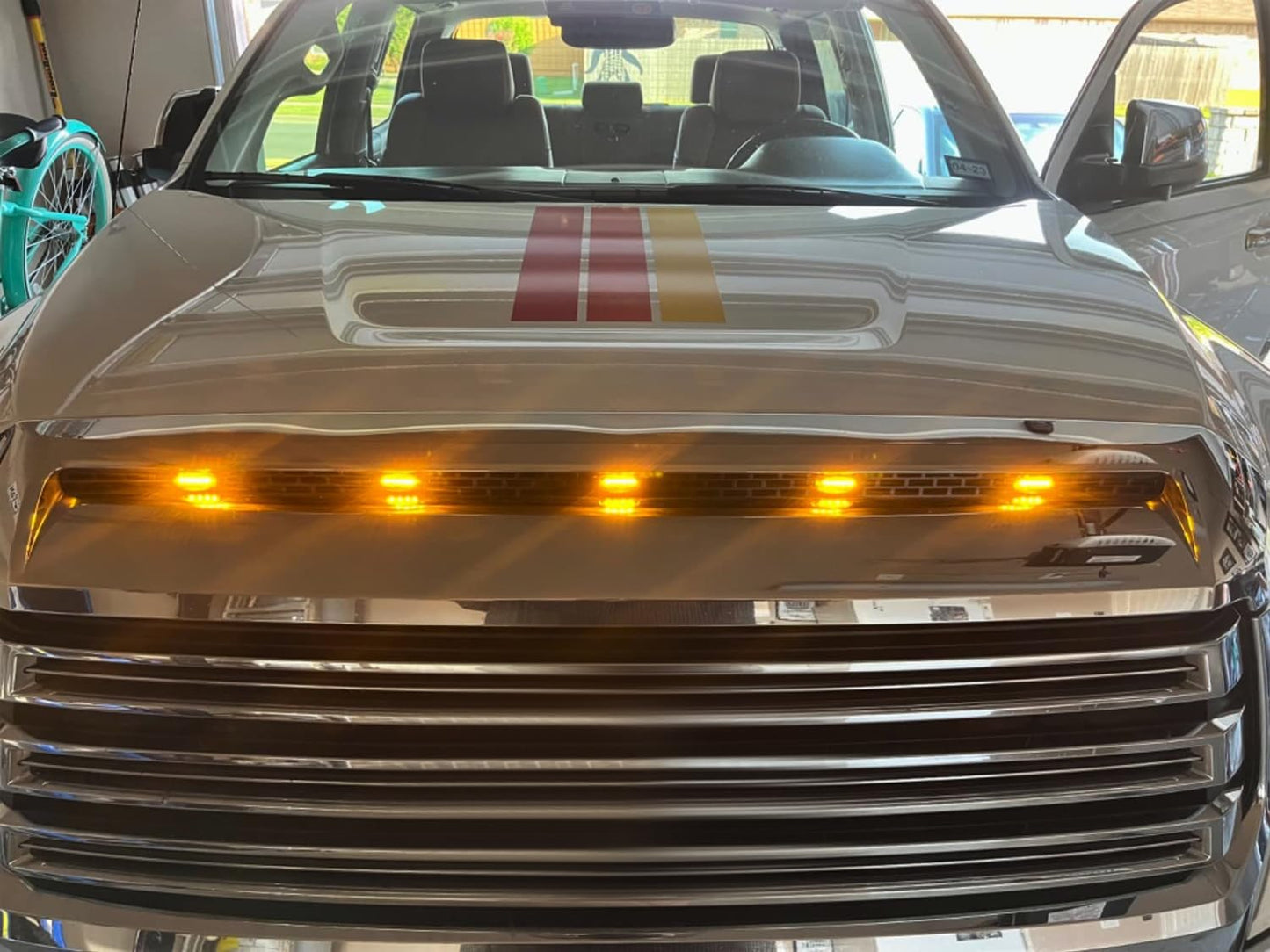 Full LED Front Hood Bulge Insert Replacement Lighting Kit Compatible with Toyota Tundra 2014-2021