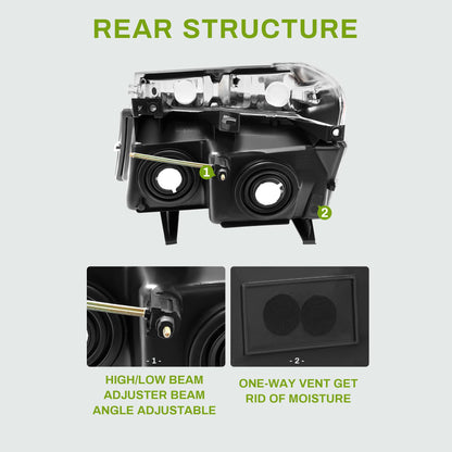 Headlights Assembly Compatible with 2004-2012 Chevy Colorado GMC Canyon, 2006-2008 Isuzu i-Series Replacement  (Left + Right Side)