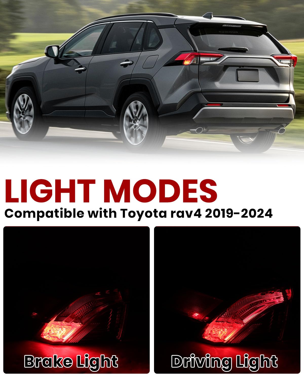 Tail Light for 2019-2021 Toyota RAV4 - Left Driver & Right Passenger Side Rear Brake Lamp