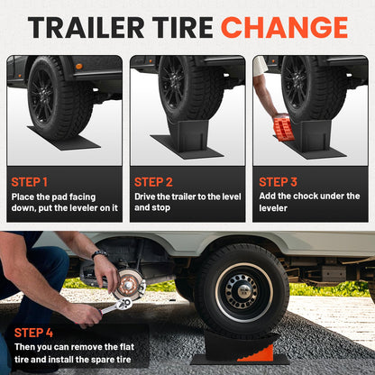 Car Tire Change Ramp 6.3" Tire Lift Curved Leveling Block Fits Dual Axle Travel Trailer RV Camper