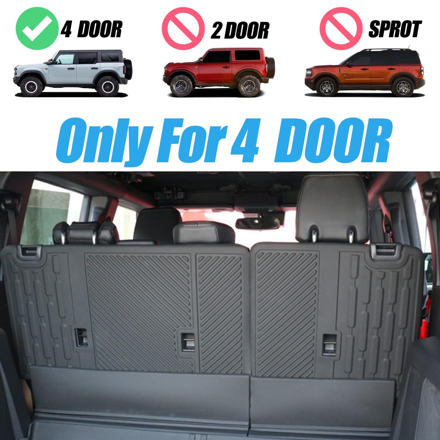 Heavy-Duty Rear Seat Protector for Ford Bronco 4-Door 2021-2025