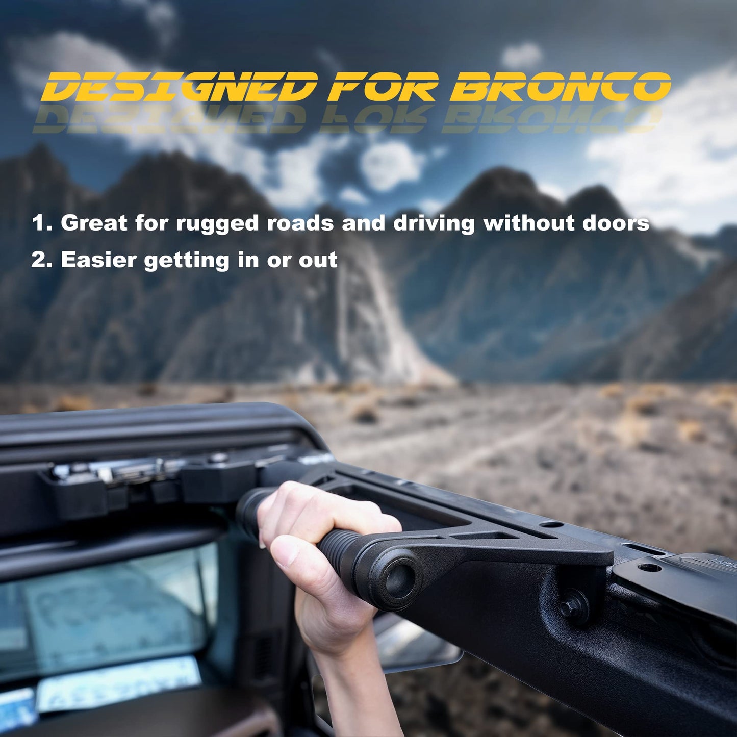 2 Pcs Aluminum Alloy Roll Bar Grab Handles Compatible with Ford Bronco 2021-2025+ Soft & Hard Top