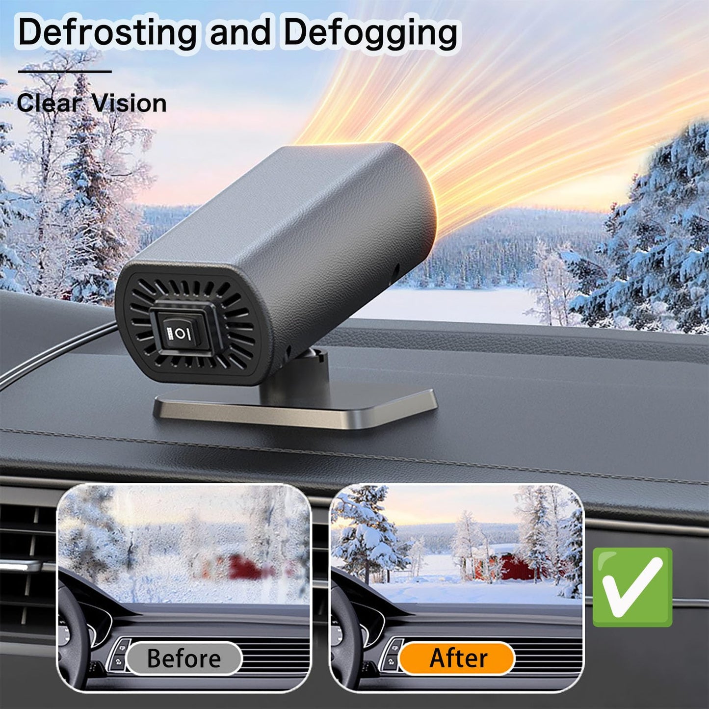 12V New Portable Car Heaters for Vehicle for Winter (black)