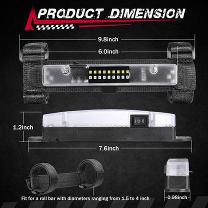 UTV Interior Dome Light Universal Roll Bar Mount Lights Roll Cage Dome Lights for ATV SXS Can-Am Polaris Truck - OMOTOR