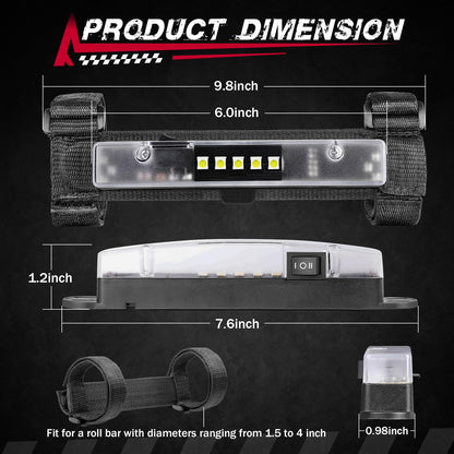 UTV Interior Dome Light Universal Roll Bar Mount Lights Roll Cage Dome Lights for ATV SXS Can-Am Polaris Truck - OMOTOR