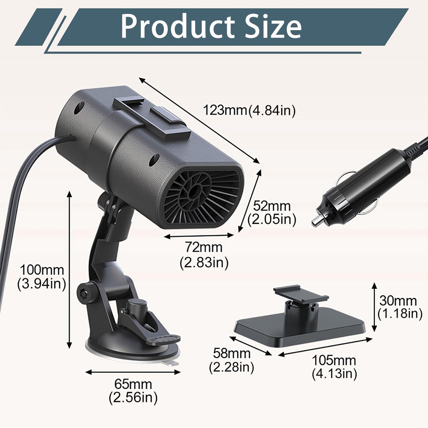 12V New Portable Car Heaters for Vehicle for Winter (black)