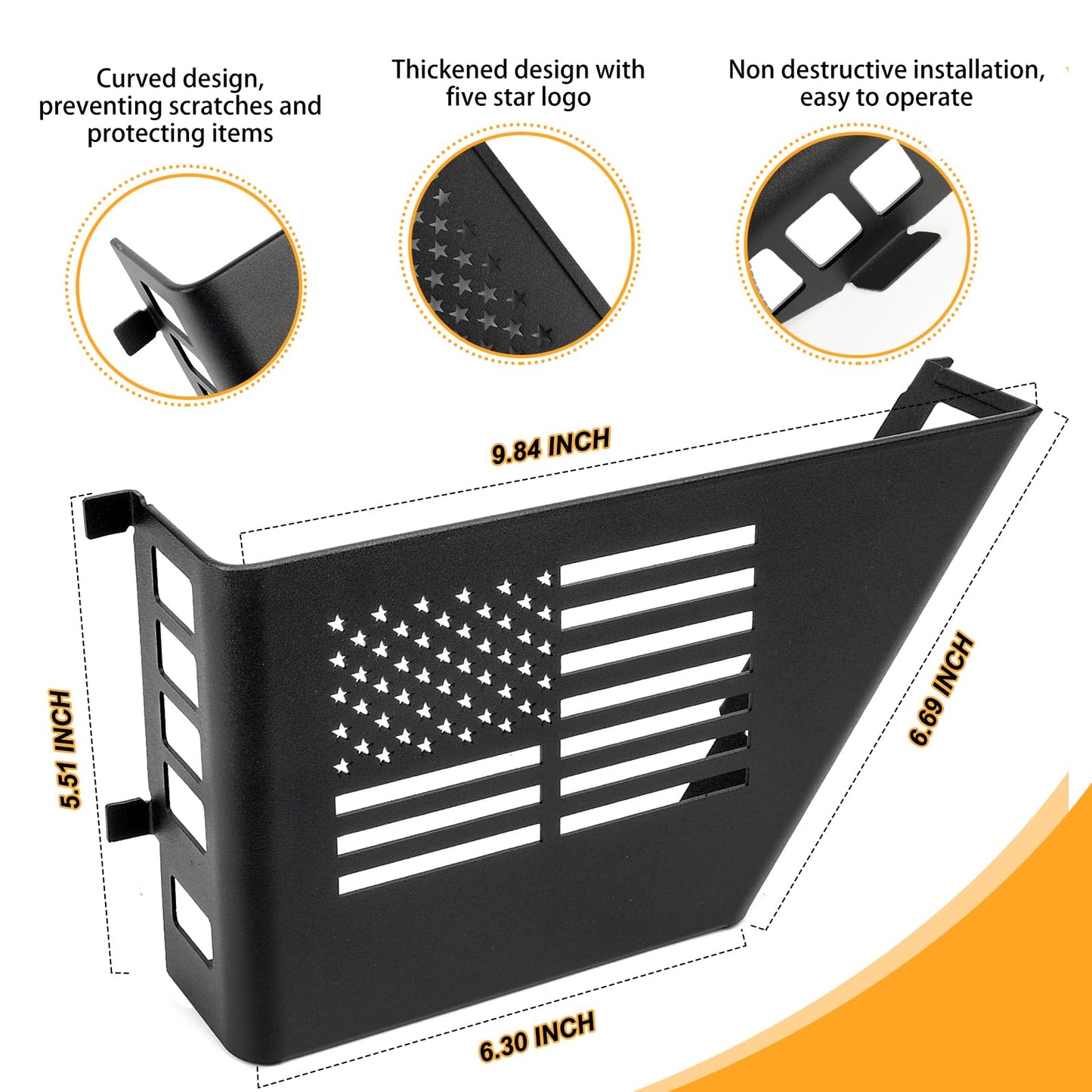 Metal Front Door Storage Box For 2007-2018 Jeep Wrangler JK 2/4 Door (Black)