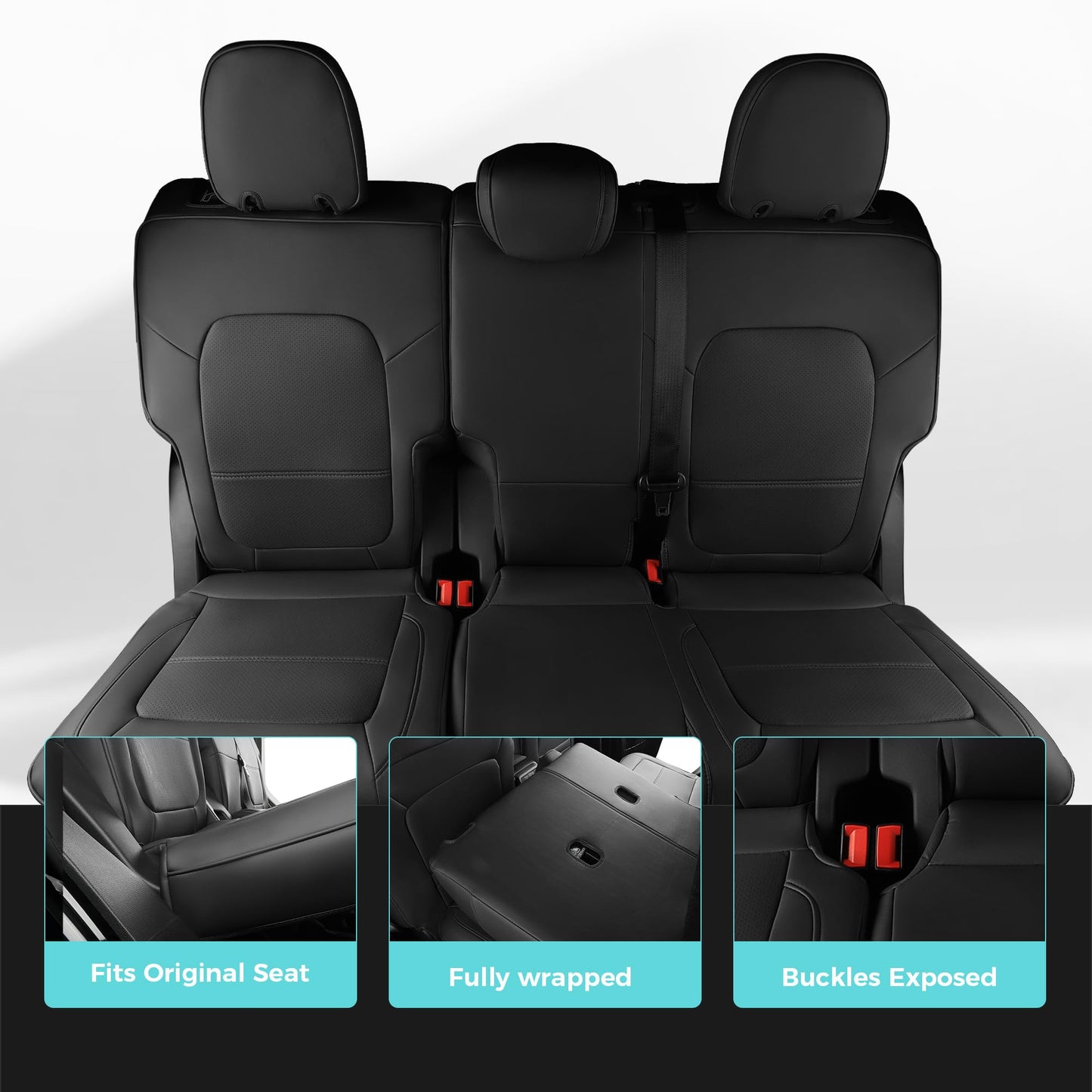 Seat Covers Protector with Backrest and Armrest for Ford Bronco Accessories 2021-2025 4-Door (Black) - OMOTOR