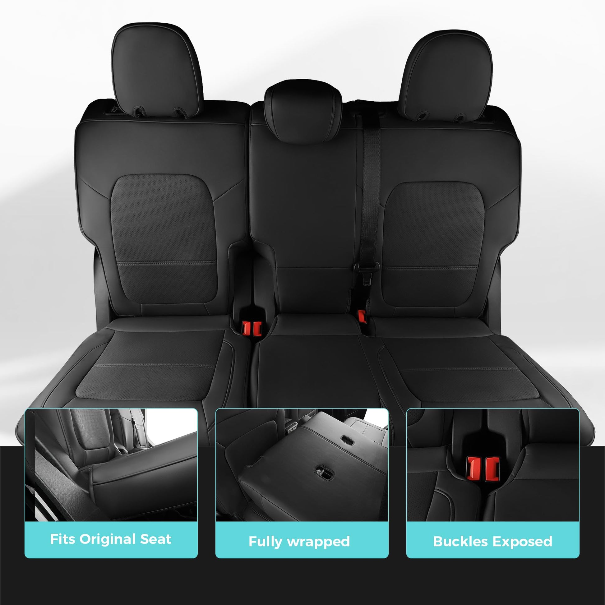 Seat Covers Protector with Backrest and Armrest for Ford Bronco Accessories 2021-2025 4-Door (Black) - OMOTOR