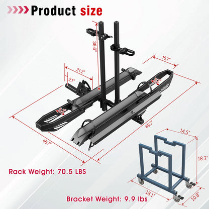 Foldable Hitch Bike Rack for 2 Fat Tire E-Bikes