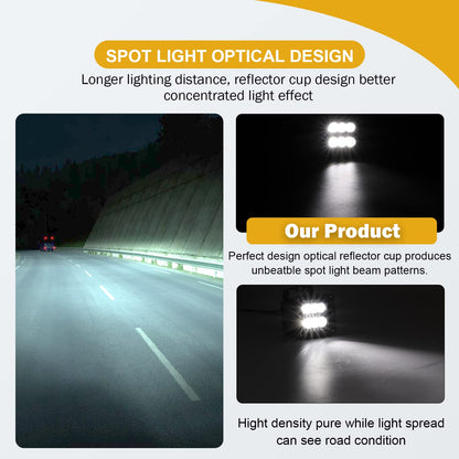 2Pcs 24W LED Light Pods & Ditch Hood Hinge LED Pod Mount Bracket w/Wiring Kit Compatible with Toyota Tundra 2022-2025