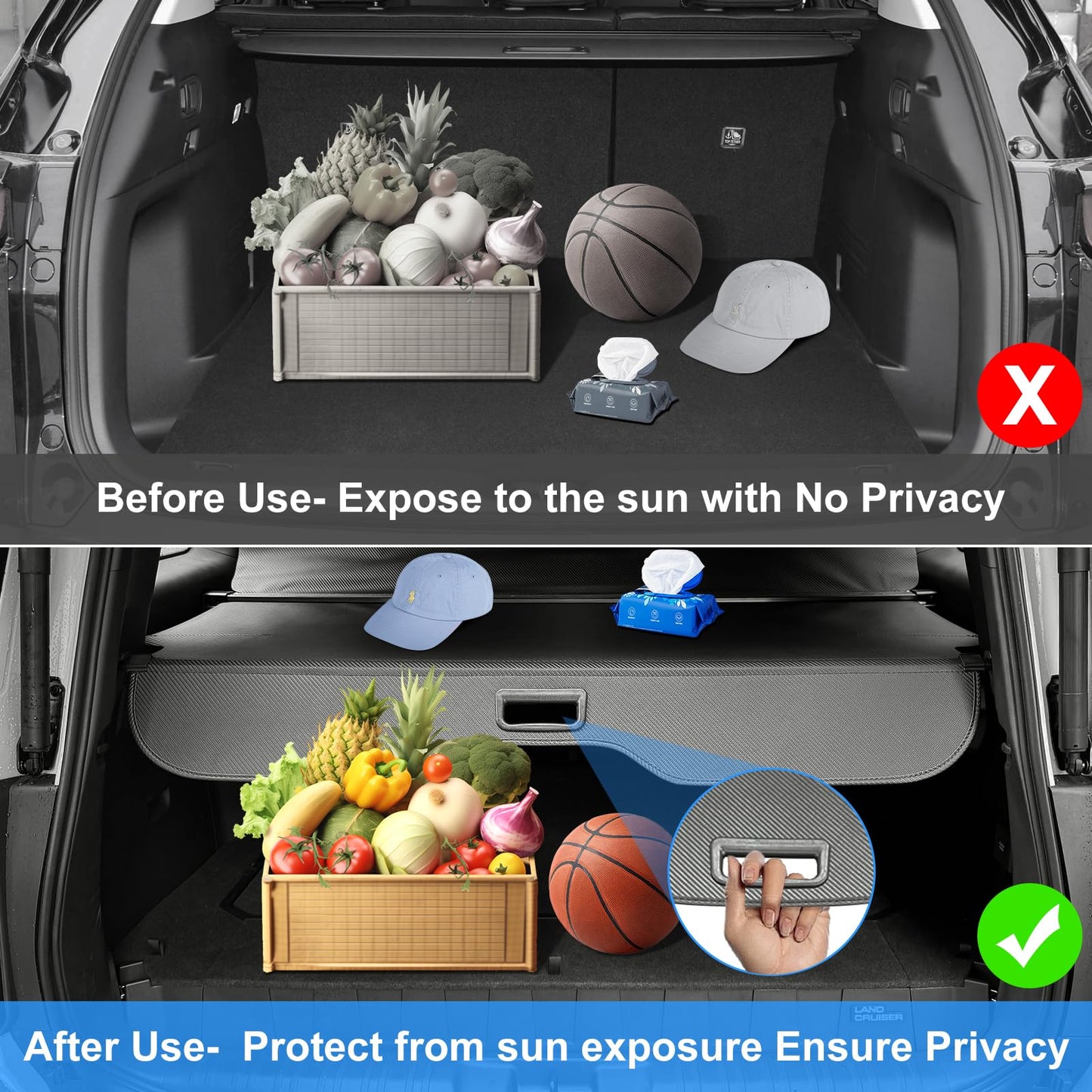 Retractable Cargo Cover for Toyota Land Cruiser Prado J250 LC250 2024 - 2026 Lexus GX550