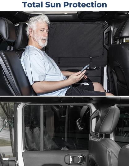 2 Pcs Window Sun Shade Camping Window Insect Screen Compatible with Wrangler JK JL Gladiator JT 2007-2024 - OMOTOR