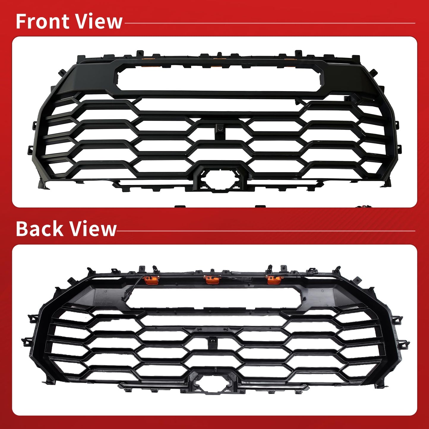 Front Grille with LED Lights and Light Bar Compatible with 2022-2025 Toyota Tundra