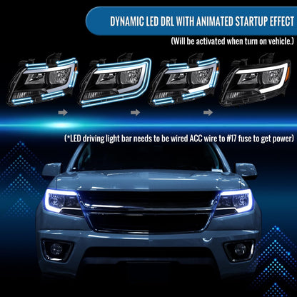 Chevy Colorado LED Tube Headlights Assembly Pair