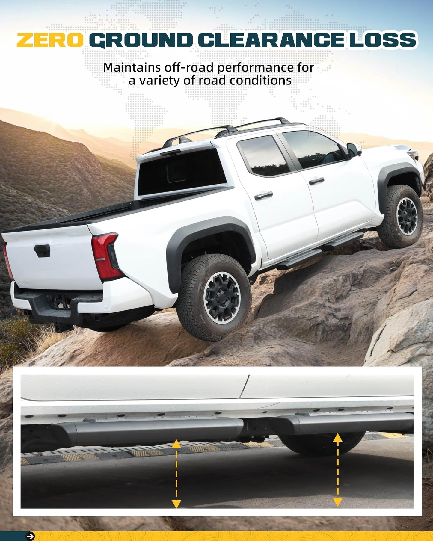 Aluminum Side Steps Fit for 2024 - 2026 Toyota Tacoma Double Cab (Front & Rear Door)