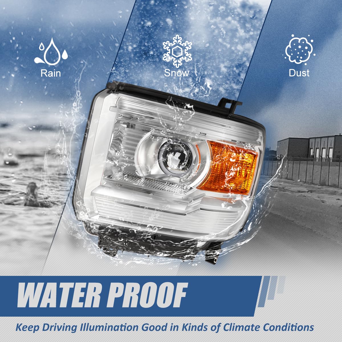 Headlights Assembly Compatible with 2014-2018 GMC Sierra 1500 2500HD 3500HD, Driver and Passenger Side