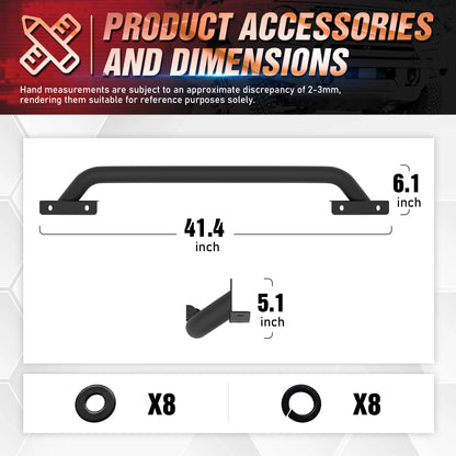 Bull Bar Grille Brush Guard Compatible with 2021-2025 Ford Bronco 2/4 Door - OMOTOR