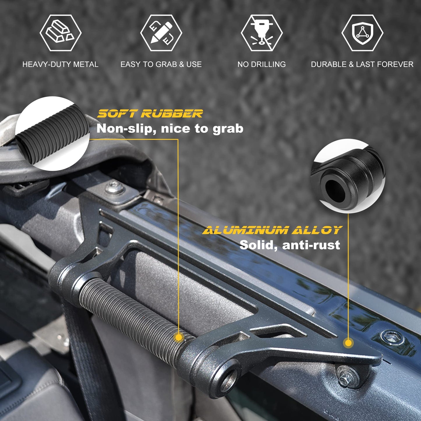 2 Pcs Aluminum Alloy Roll Bar Grab Handles Compatible with Ford Bronco 2021-2025+ Soft & Hard Top