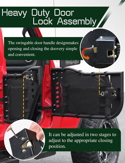 4PCS Tube Half Doors with Storage Bag Fit for Jeep Wrangler JL Unlimited Gladiator JT 2018~2026 4-Door (excludeJK&2Door Models)