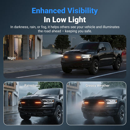 LED Front Grille Lights Compatible with 2019-2024 Dodge RAM 1500 Big Horn/Tradesman/Laramie
