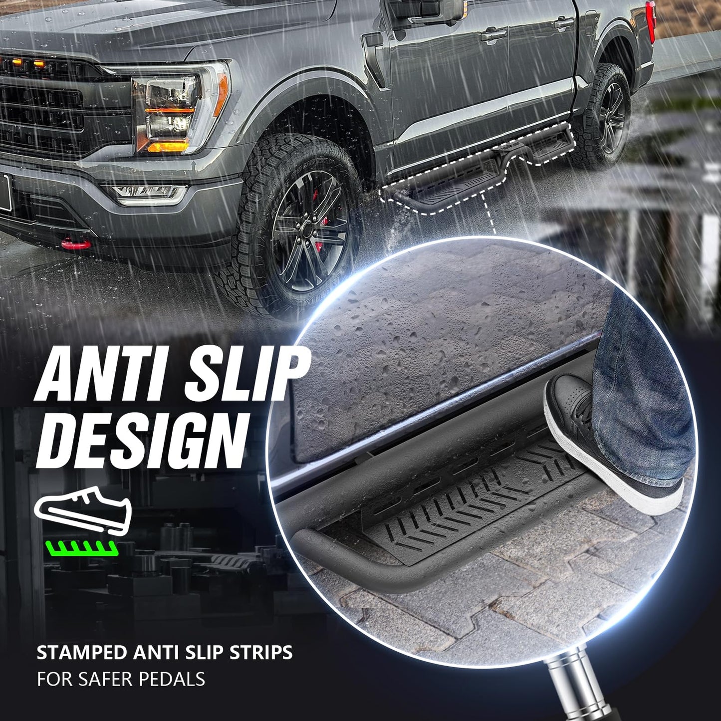 Running Board Side Steps Compatible for 2015-2026 Ford F150 & 2017-2026 Ford F250 F350 Super Duty Crew Cab