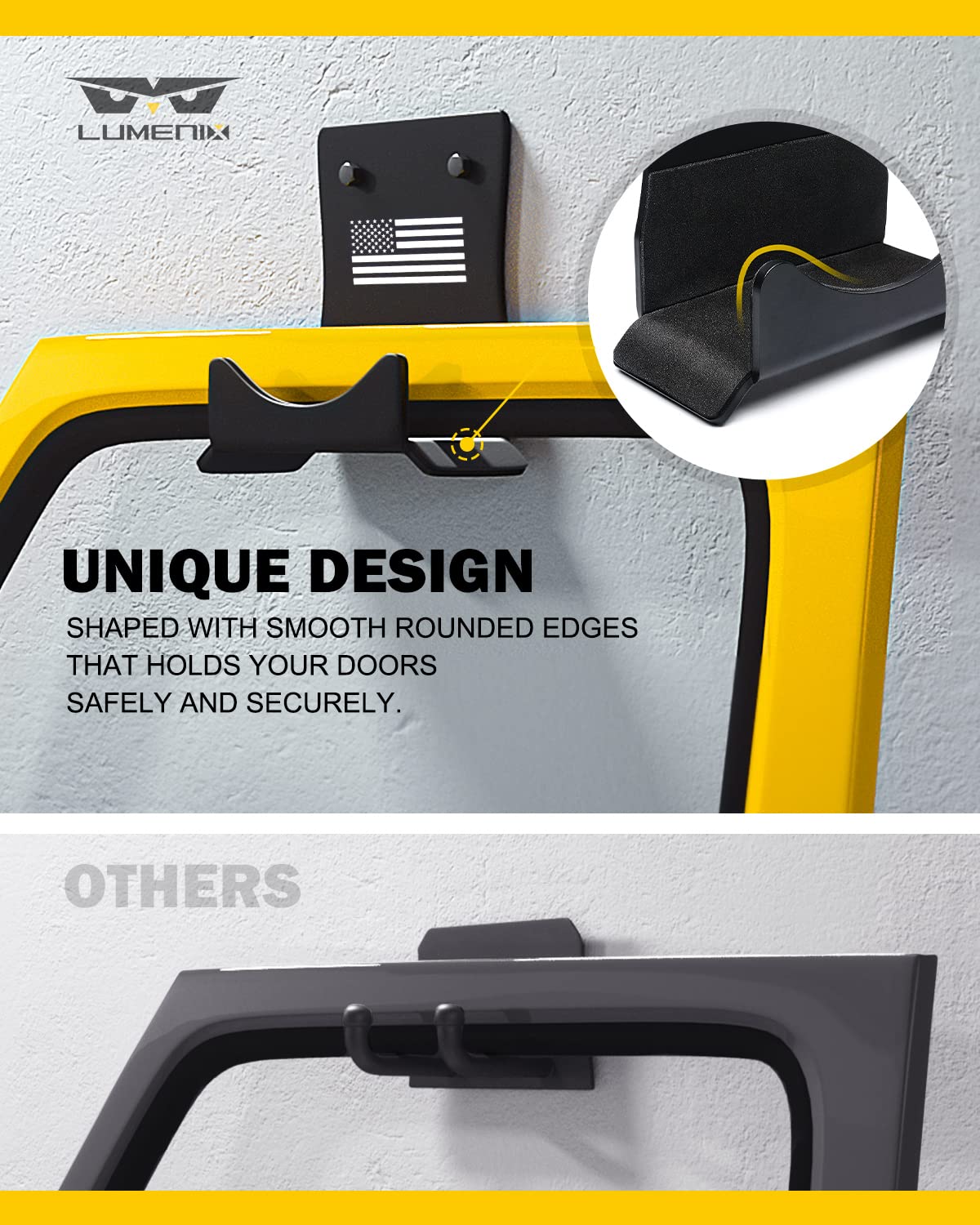Wall-Mounted Heavy Duty Door Storage Hangers Bracket Compatible with 1956-2025 Jeep Wrangler CJ YJ TJ JK JKU JL JLU LJ JT