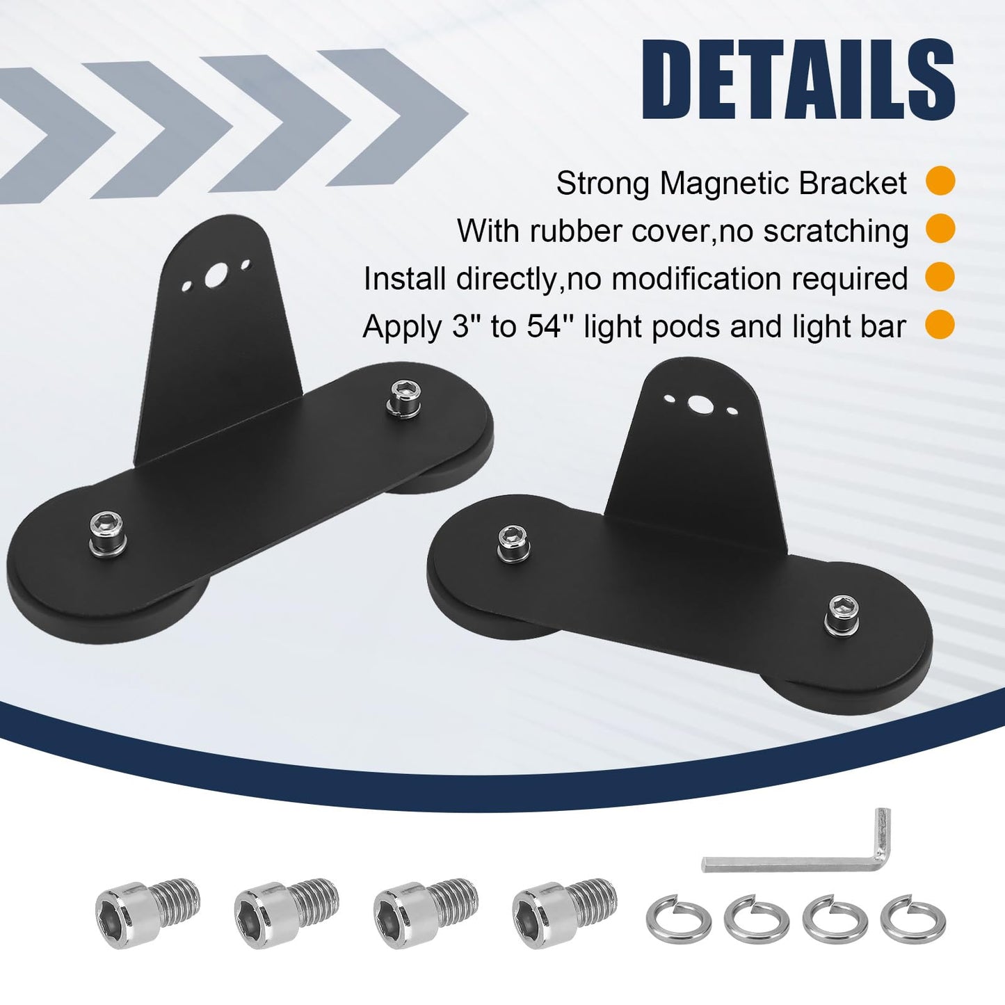 2PCS Magnetic Base Light Bar Mounts for LED Pod Work Lights Auxiliary Driving Lamp on Roof Hood of Off Road Truck SUV Tractor Golf Cart Boats