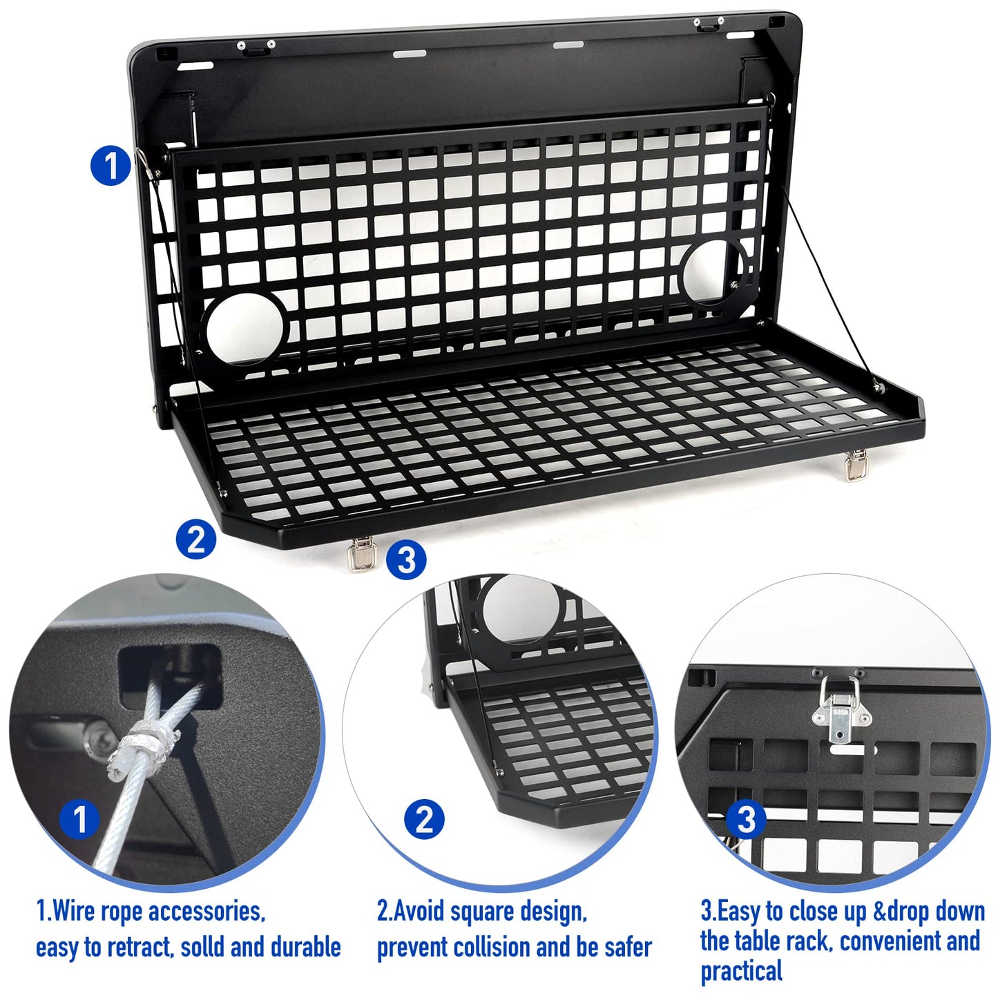 Aluminum Rear Tailgate Table for Jeep Wrangler JL JK JKU JLU
