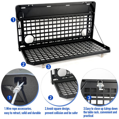 Aluminum Rear Tailgate Table for Jeep Wrangler JL JK JKU JLU