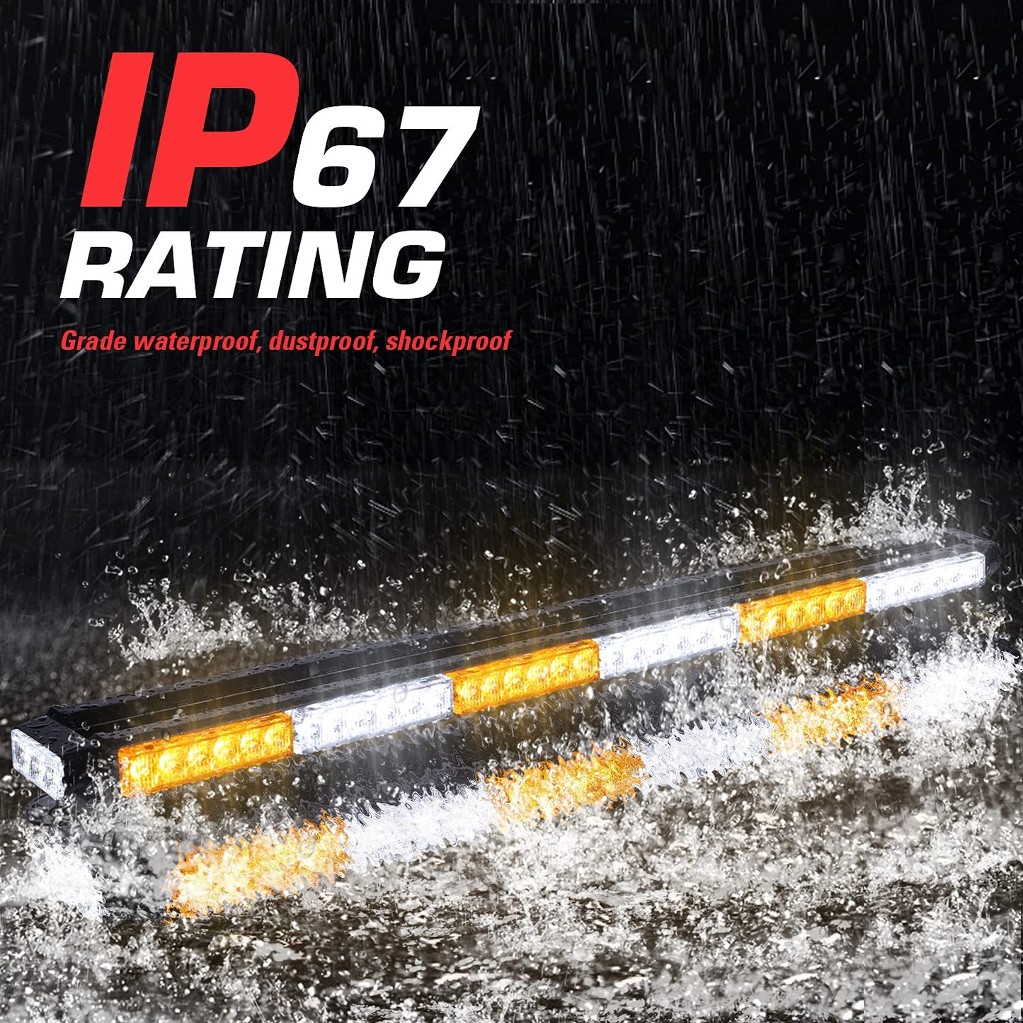 Aluminum Double Side  37.5'' 78 LED Strobe Light Bar w/Magnetic Base for Safety Construction Plow Truck Vehicles