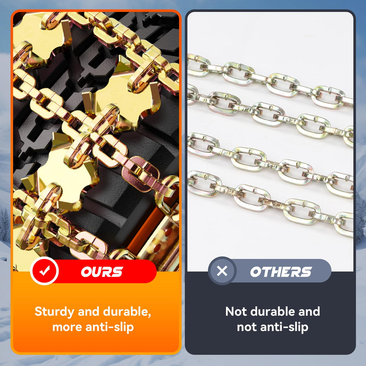 6 Pack Thickened Snow Chains For Truck SUV in Snow, Ice, Sand and Mud (175-265)