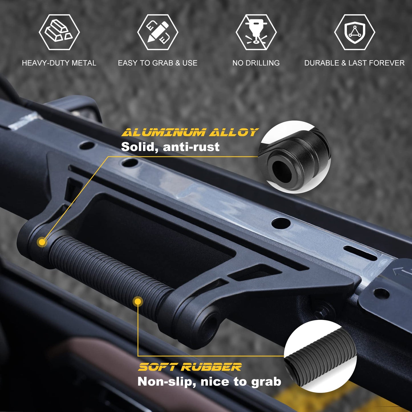 2 Pack Aluminum Alloy Roll Bar Grab Handles Compatible with Ford Bronco 2021+