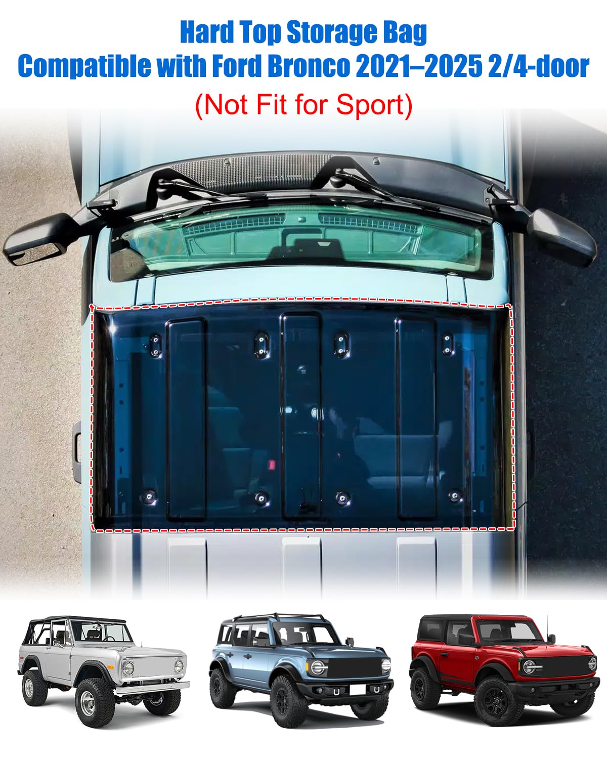 Hard Top Storage Bag Compatible with Ford Bronco 2/4 Door 2021-2025 - OMOTOR