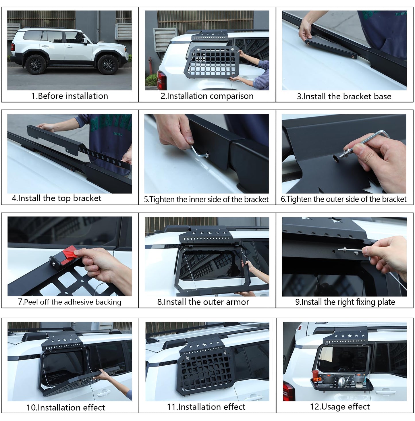 Rear Side Window Storage Molle Panel Compatible with Toyota Land Cruiser Prado 250 J250 LC250 2024 2025