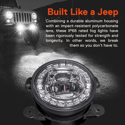 4" LED Fog Lights Replacement For 2007-2018 Jeep Wrangler JK Unlimited JKU Sport S Rubicon Sahara Front Bumper Driving Light - OMOTOR