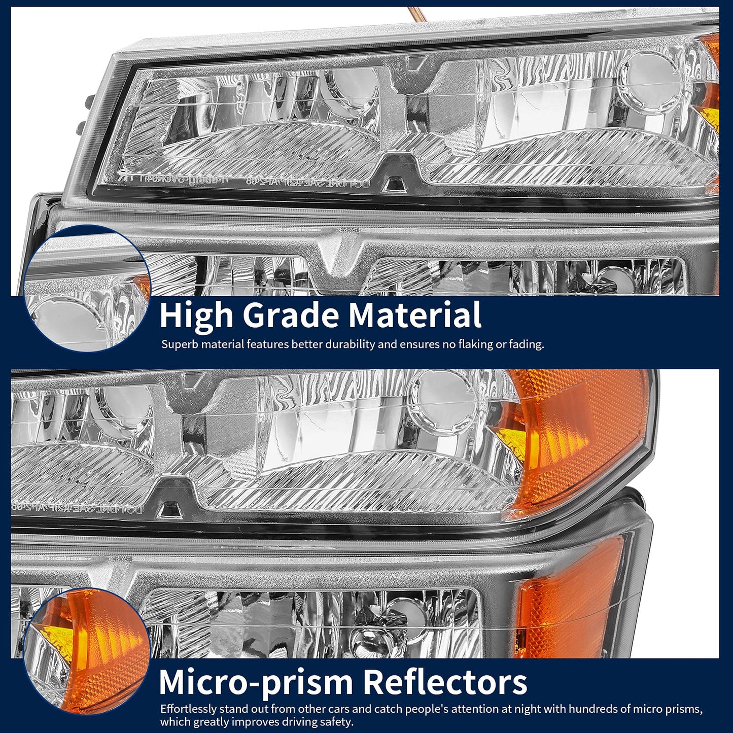 Headlights Assembly Compatible with 2004-2012 Chevy Colorado GMC Canyon, 2006-2008 Isuzu i-Series Replacement  (Left + Right Side)