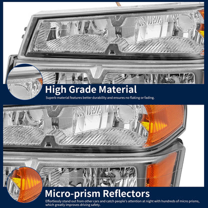 Headlights Assembly Compatible with 2004-2012 Chevy Colorado GMC Canyon, 2006-2008 Isuzu i-Series Replacement  (Left + Right Side)