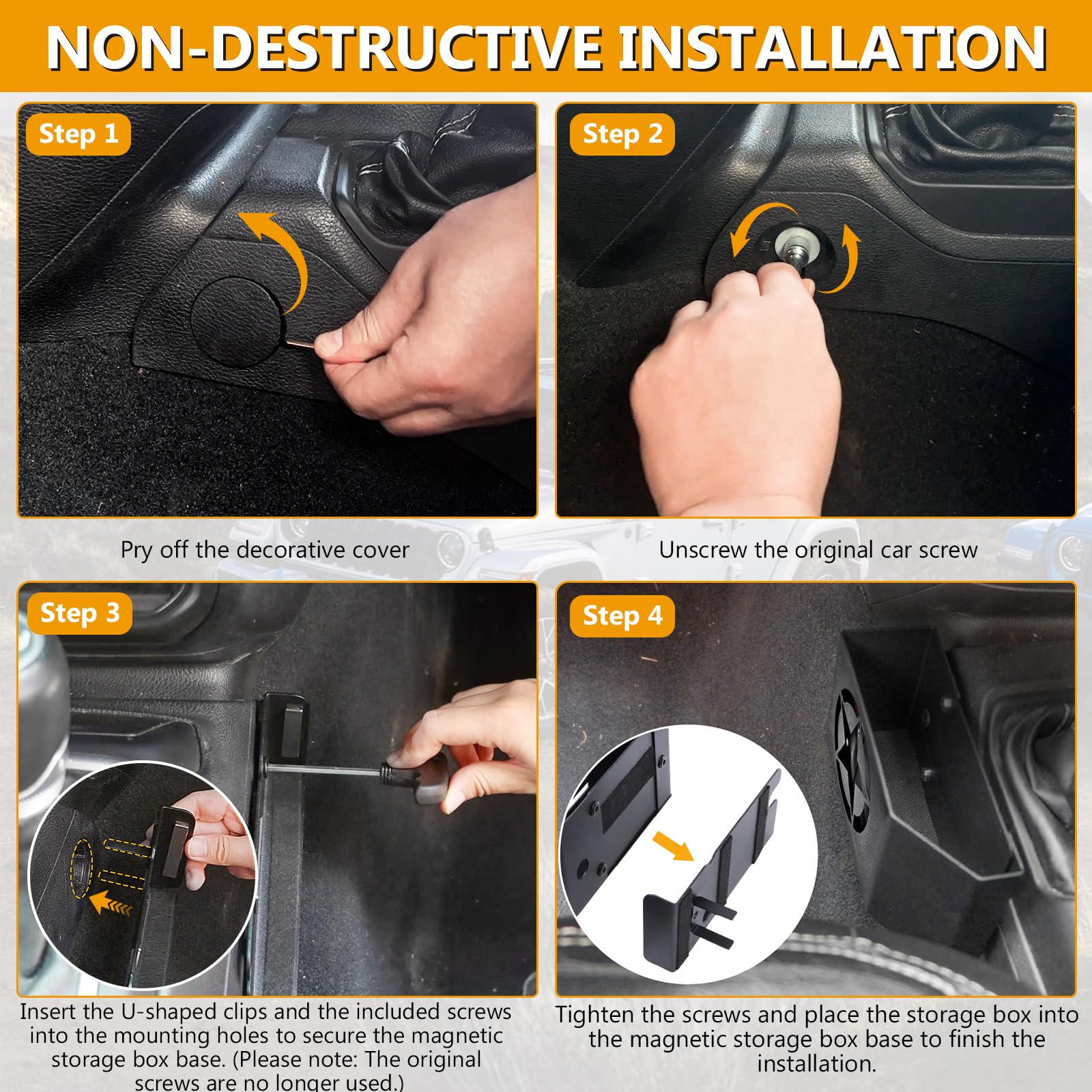 Upgrade Metal Gear Shift Center Console Organizer for Jeep Wrangler Gladiator JL JLU 2023-2025 2022-2018 Rubicon Sahara 4xe (Not for JK/JKU) - OMOTOR
