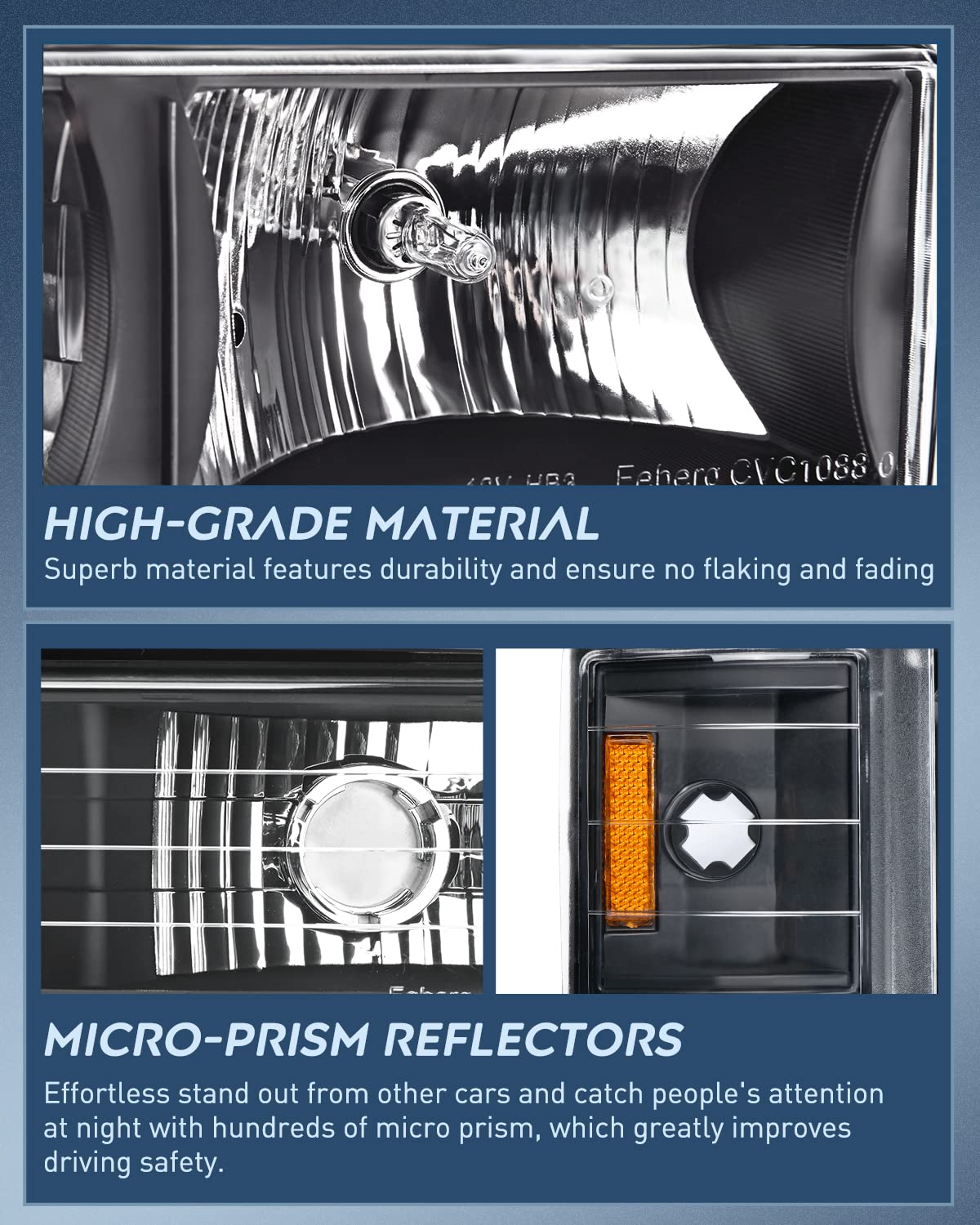 Headlights for 1994-1998 GMC C/K 1500 2500 3500 Sierra; for 94-99 GMC C/K 1500 2500 Suburban Yukon Headlight Assembly 94 95 96 97 98 Headlamp+Corner Side Marker Lights+Bumper Signal Lights - OMOTOR