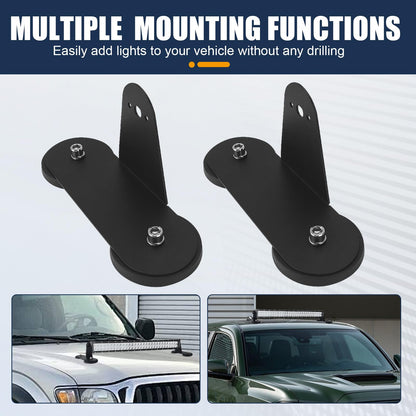 2PCS Magnetic Base Light Bar Mounts for LED Pod Work Lights Auxiliary Driving Lamp on Roof Hood of Off Road Truck SUV Tractor Golf Cart Boats